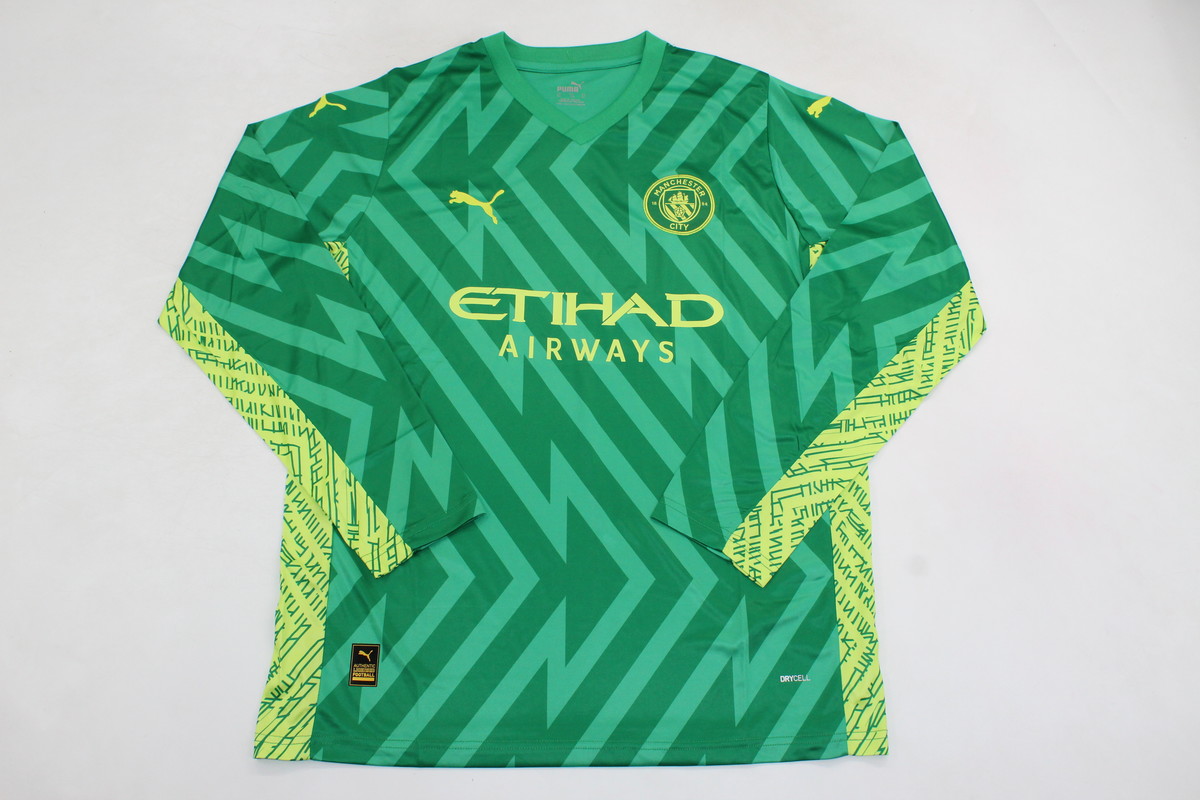 AAA Quality Manchester City 23/24 GK Green/Yellow Long Jersey